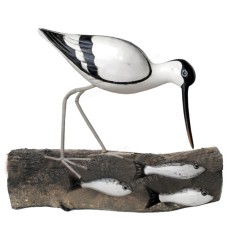 Wooden Avocet Bird Fishing On Wood Block 25 cm