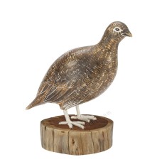 Wooden Grouse Female On Round Base 32 cm