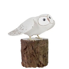 Wooden Barn Owl Taking Off On Tree Stump 28 cm