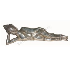 Bronze Silver Reclining Buddha Statue 30 cm