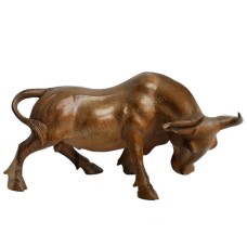 Hand Carved Wooden Buffalo Statue
