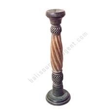 Wooden Candle Holder Spiral Brown Black Wash 60 cm