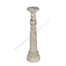 Wooden Candle Holder Carving White Wash 50 cm