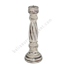 Wooden Candle Holder Spiral White Wash 30 cm