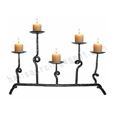 Iron Candle Stick Five Holders Black Silver 48 cm