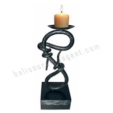 Iron Twisted Candle Stick Holder Black Silver 35 cm