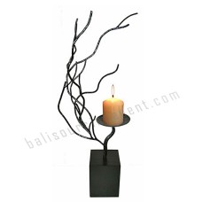 Iron Candle Stick Small Twigs Black Silver 54 cm