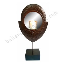 Iron Candle Holder With Brown Oval Mirror 41 cm