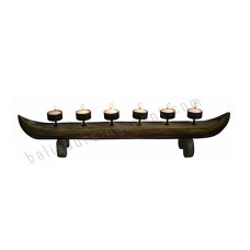 Wooden Canoe Six Candle Holders 58 cm