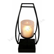 Iron Candle Holder Black Square Top Dome 40 cm