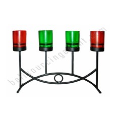 Iron Red Green Candle Stick Four Holders 34 cm