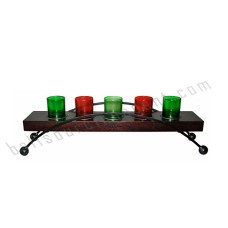 Iron Bridge Green Red Candle Stick Five Holders 52 cm