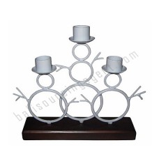 Iron Snowman Candle Stick Three Holders 23 cm