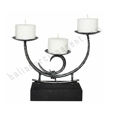 Iron Candle Holder Three Arms Silver Black 33 cm