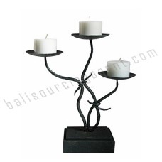 Iron Candle Holder Three Arms Black Silver 39 cm