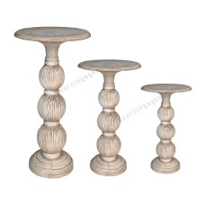 Wooden Candle Holder Antique White Finish Set Of 3