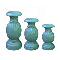 Light Blue Wooden Candle Holder Set Of 3