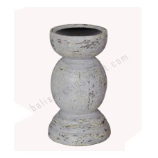 Wooden Candle Holder Distressed Grey 20 cm