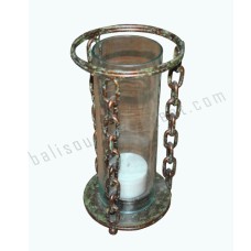 Iron Chain Cylinder Candle Holder Antique Brown 40 cm