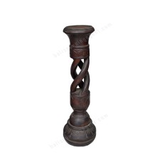 Wooden Pillar Candle Holder Antique Brown 60 cm