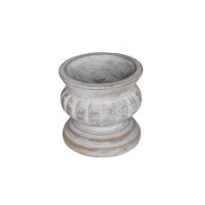 Wooden Candle Holder Whitewash Finish 12 cm