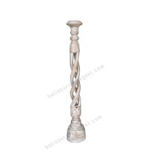 Wooden Pillar Candle Holder White Washed 80 cm