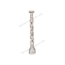 Wooden Pillar Candle Holder White Washed 60 cm