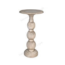 Wooden Candle Holder Antique White Finish 60 cm