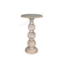 Wooden Candle Holder Antique White Finish 40 cm