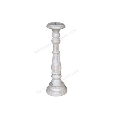 Wooden Pillar Candle Holder Whitewash Finish 40 cm