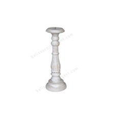 Wooden Pillar Candle Holder Whitewash Finish 30 cm