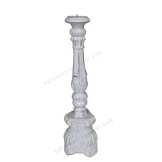 Wooden Pillar Candle Holder White Painted 80 cm