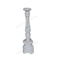 Wooden Pillar Candle Holder White Finish 60 cm