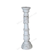 Wooden Pillar Candle Holder White Painted 50 cm