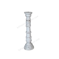 Wooden Painted White Pillar Candle Holder 40 cm