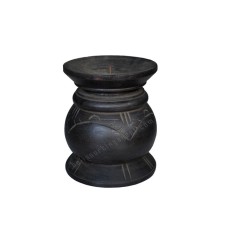 Wooden Candle Holder Antique Black Finish 15 cm