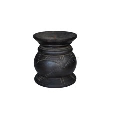 Wooden Candle Holder Antique Black Finish 10 cm