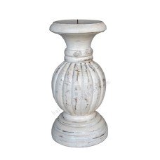 Wooden Candle Holder Whitewash Finish 30 cm