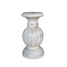 Wooden Candle Holder Whitewash Finish 25 cm