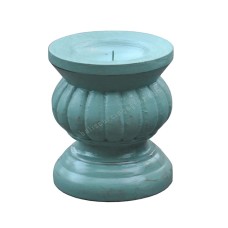 Wooden Candle Holder Light Blue Finish 20 cm