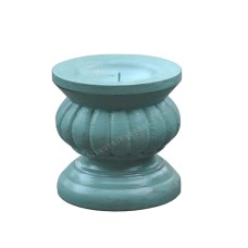 Wooden Candle Holder Light Blue Finish 15 cm