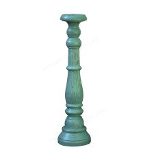 Wooden Pillar Candle Holder Light Blue Finish 50 cm