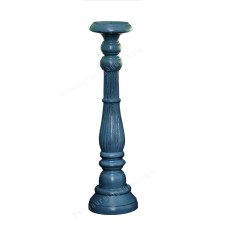 Wooden Pillar Candle Holder Dark Blue Finish 50 cm