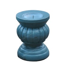 Wooden Candle Holder Dark Blue Painted 20 cm