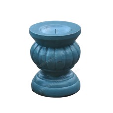 Wooden Candle Holder Dark Blue Finish 15 cm