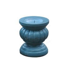 Wooden Candle Holder Dark Blue Finish 12 cm