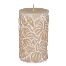 Candle Pillar White Wash Flower Vanilla Scent 11 cm