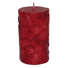 Candle Pillar Red Flower Vanilla Scent 11 cm