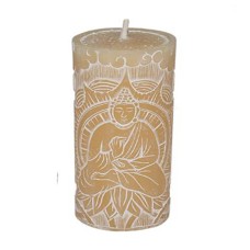 Candle Pillar Ivory Dye White Wash Sitting Buddha 10 cm