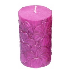 Candle Pillar Purple Flower Vanilla Scent 11 cm